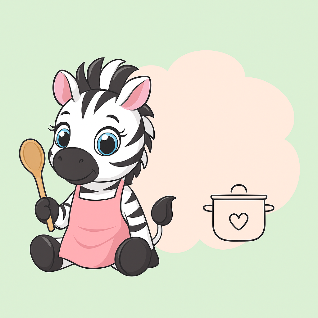 Zèbre avec un tablier et une cuillère en bois qui est en train de préparer une recette